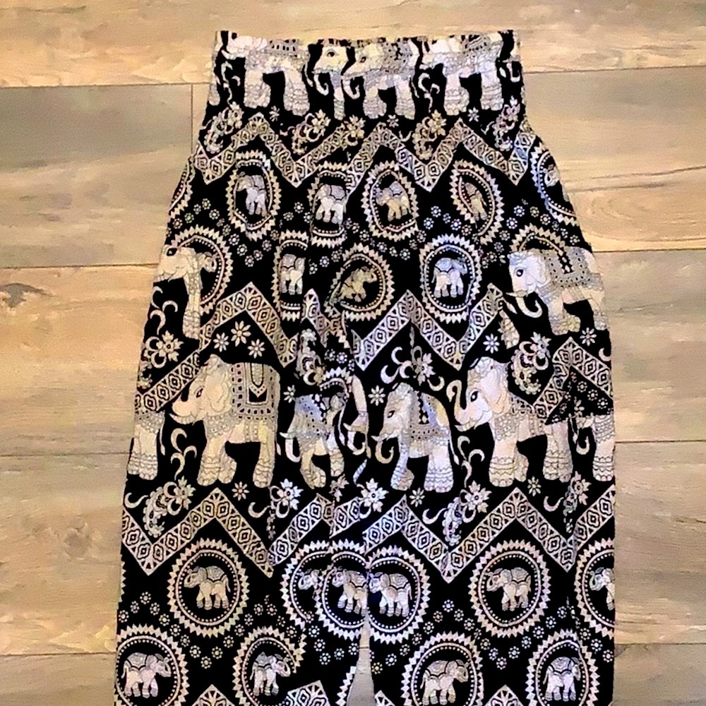 The Elephant Pants. Worn once. Comfortable, airy, and cool.